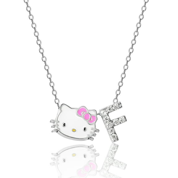 Hello Kitty Sliding Enamel Pave Initial Necklace - Letter F