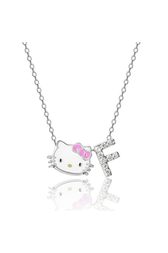 Sliding Enamel Pave Initial Necklace - Letter F
