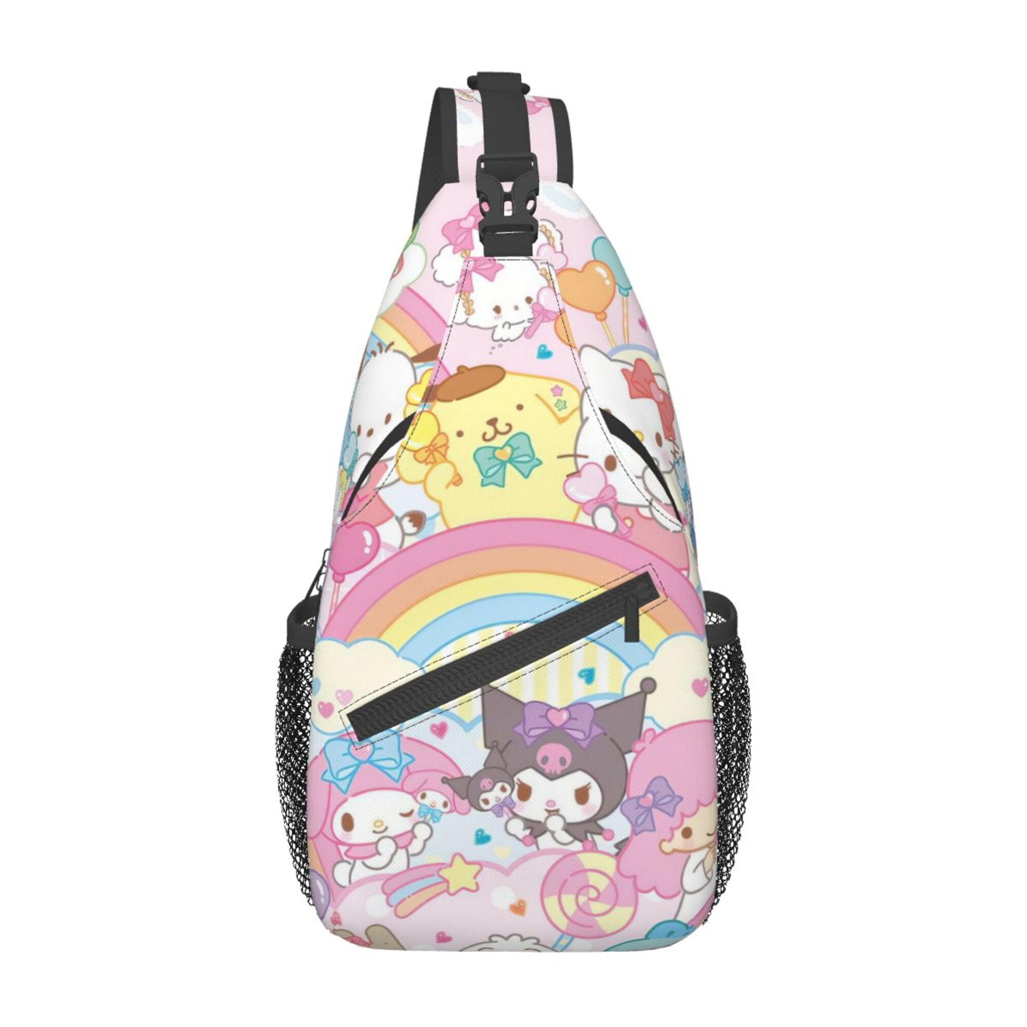 Hello Kitty Sling Bag Mens Crossbody Travel Hiking Chest Bag Daypack Purses Shoulder Bag
