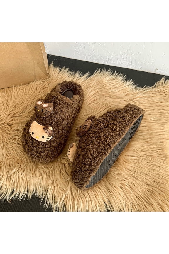 Hello Kitty Slippers: Leopard Print Fuzzy Cat Slippers