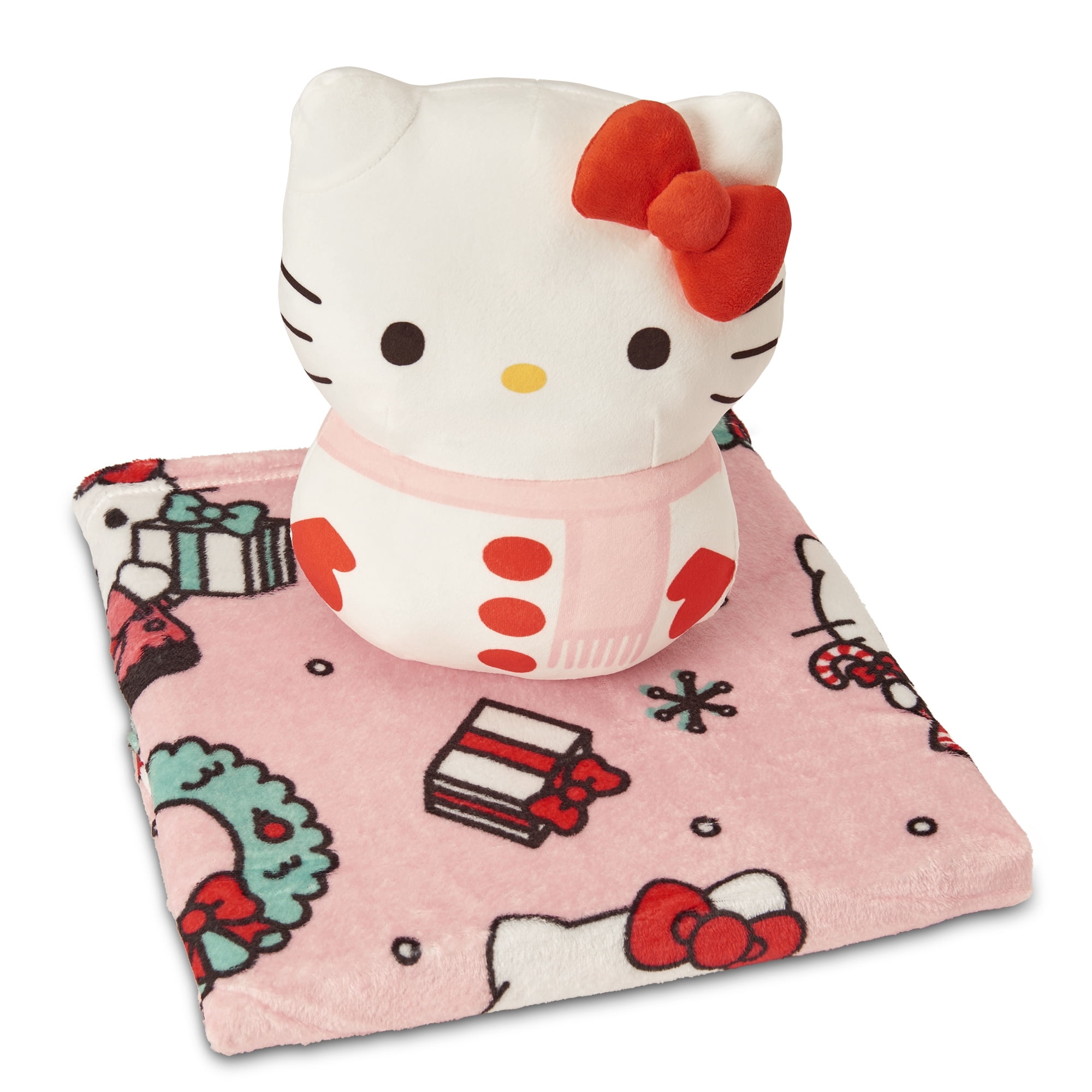 Hello Kitty Snow Merry 11 inch Character Hugger and 40 x 50 inch Throw Blanket Set