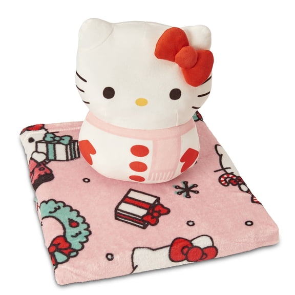 Hello Kitty Snow Merry 11 inch Character Hugger and 40 x 50 inch Throw Blanket Set