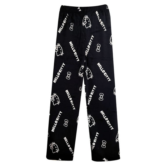 Hello Kitty Spier Pajama Pants for Women,Valentine Couples Pajama,Cartoon Plush Pj Pants,Cute Valentine Halloween Christmas Pajama Pants,Kawaii Family Christmas Pajamas Matching,Black White Cat,M