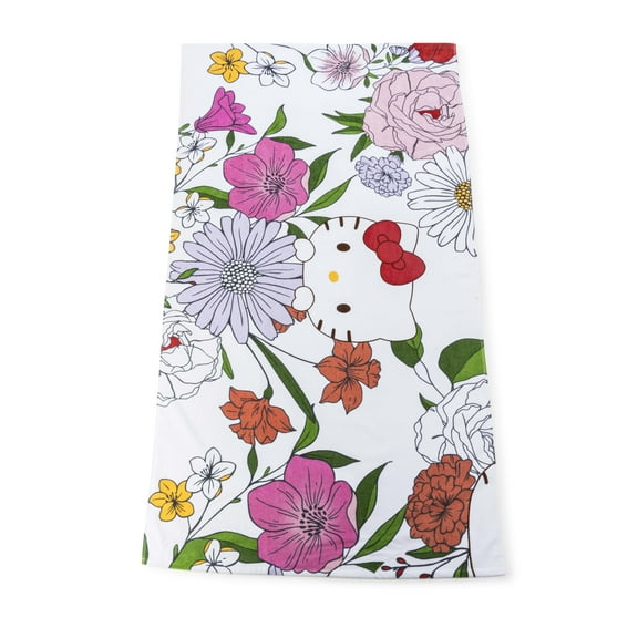 Hello Kitty Spring Floral Kitty 34" x 64" Oversized Bath Towel, Cotton, Multicolor, Sanrio