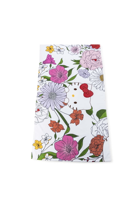 Hello Kitty Spring Floral Kitty 34" x 64" Oversized Bath Towel, Cotton, Multicolor, Sanrio