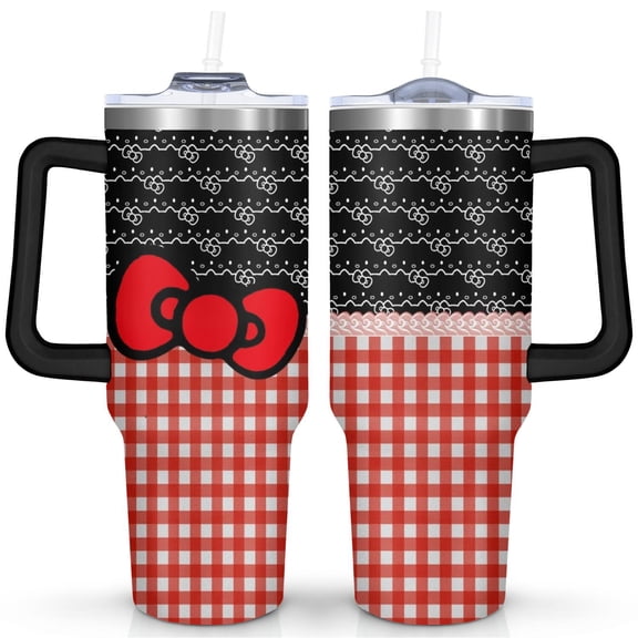 Hello Kitty Stainless Steel Tumbler 40oz with Handle and Straw Lid, Large Insulated Travel Cup for Hot and Cold Drinks, Cute Gift for Fans 4