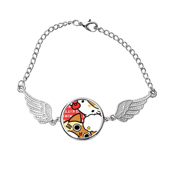 Hello Kitty Stainless Steel Vintage Angel Wing Feather Cuff Bracelet Fashion Jewelry Gift for Men and Women