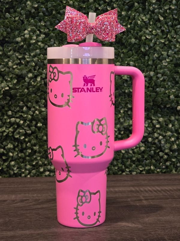 Hello Kitty Stanley Cup 40oz | Peony Pink Tumbler | Custom Laser Engraved Quencher