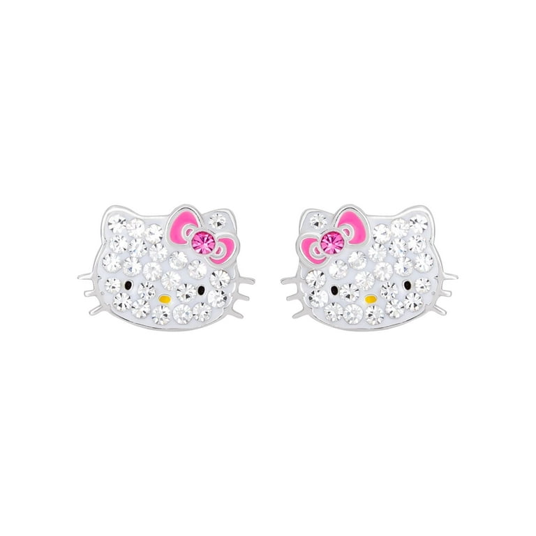 Hello Kitty Sterling Silver Crystal Stud Earrings - Walmart.com