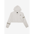 thumbnail image 1 of Hello Kitty Strawberries Puff Print Long Sleeve Zip Up Women's White Cropped Hoodie-XL, 1 of 7