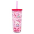 thumbnail image 1 of Sanrio Hello Kitty Strawberries Plastic Tumbler With Leak-Resistant Lid and Reusable Straw Double-Walled Travel Cup For Drinks Holds 20 ounces, 1 of 8