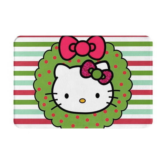 Hello Kitty Stripes Bathroom Rugs Mat 24x16,Extra Soft and Absorbent Microfiber Bath Rugs,Non-Slip Plush Bath Carpet,Machine Wash Dry,Bath Mat for Bathroom Floor,Tub and Shower