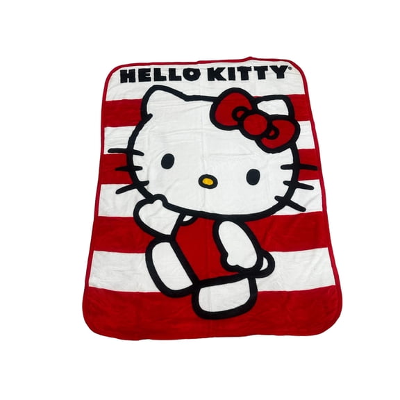 Hello Kitty Stripes Twin 60"x80" Extra Soft Plush Blanket