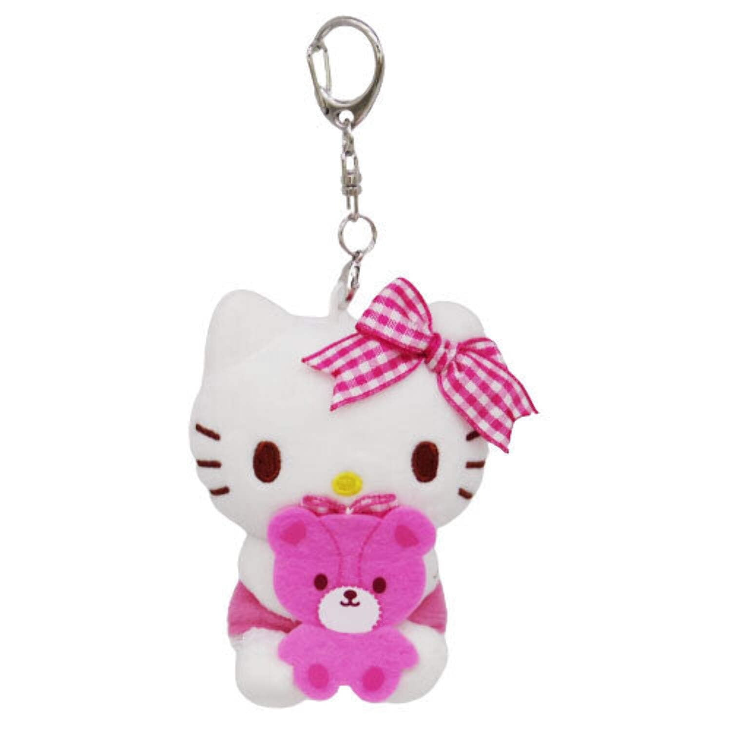 Hello Kitty Stuffed Animal Keychain Holding Purple Teddy Bear – Cute  Adorable Plush Keychain