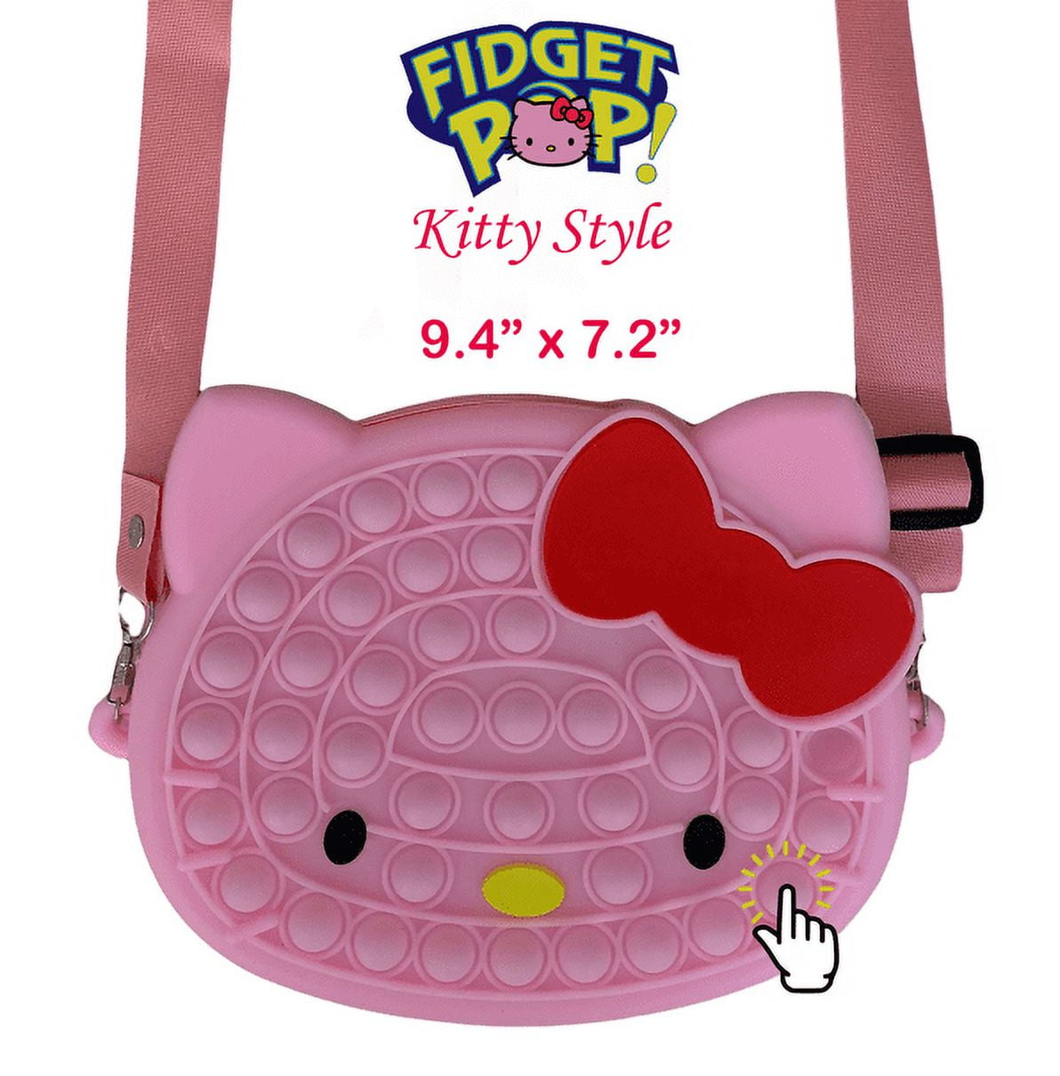 Hello Kitty Style Fidget PopIt Bubble Stress Reliever Shoulder Bag/Purse/Toy  for Girls, Teens, and Women (PINK) 