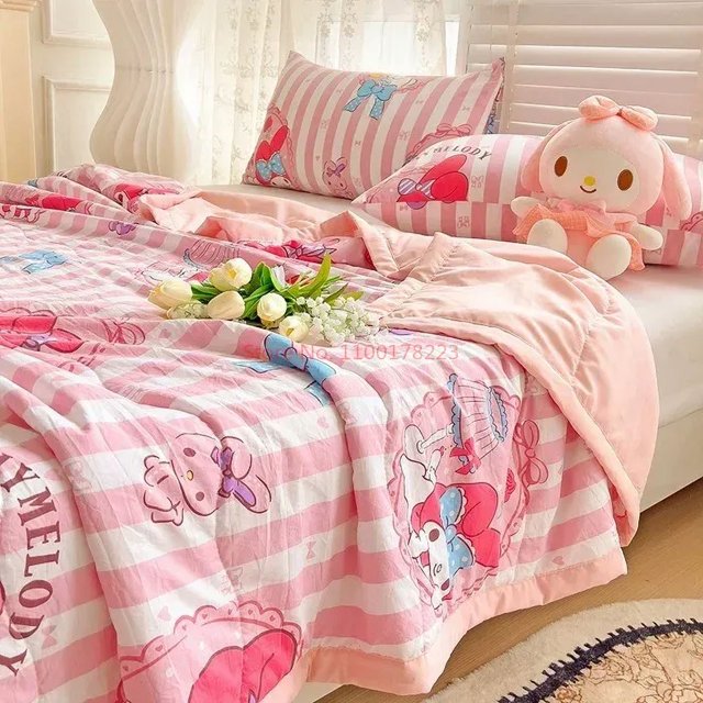 Hello Kitty Summer Cartoon Children DoubleLayer Gauze Summer Quilt