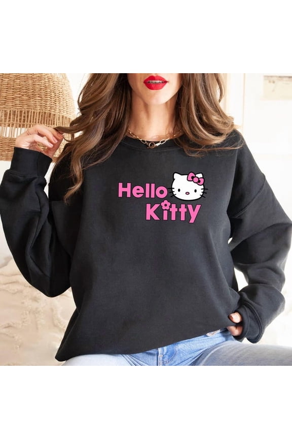Hello Kitty Sweatshirt, Kitty Cat, Sanrio, Pink Lover, Pullover Sweater, Girl Pink,Winter Shirt,Cute Hello Kitty Crewneck Sweatshirt