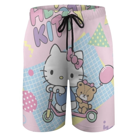 Hello Kitty Swim Trunk for Boys Girls, Quick Dry Board Shorts with Mesh Linner, Breathable Fit Bathing Suit for Pool Swim Beach, XS-XL
