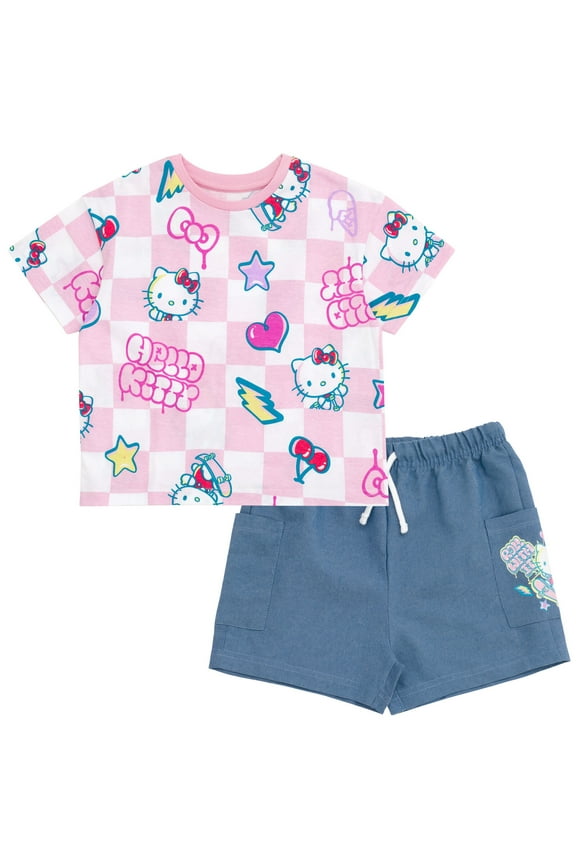 T-Shirt and Chambray Shorts Outfit Set Little Kid to Big Kid