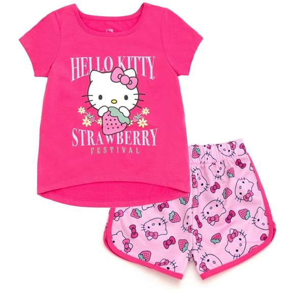 Hello Kitty T-Shirt and French Terry Dolphin Shorts Outfit Set Toddler to Big Kid
