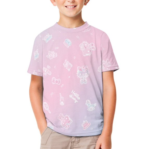 Hello Kitty T-Shirt for Boys Girls, Unisex Novelty Short Sleeve Tee, Casual Crew Neck Tops, 4-16 Y