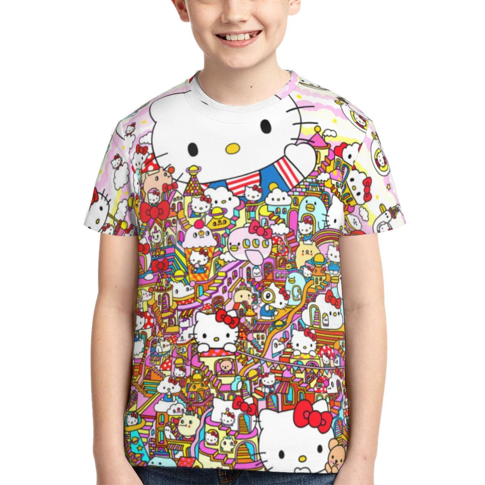 Hello Kitty T Shirts For Girls Boys, 3d Print Cartoon Graphics T Shirt ...