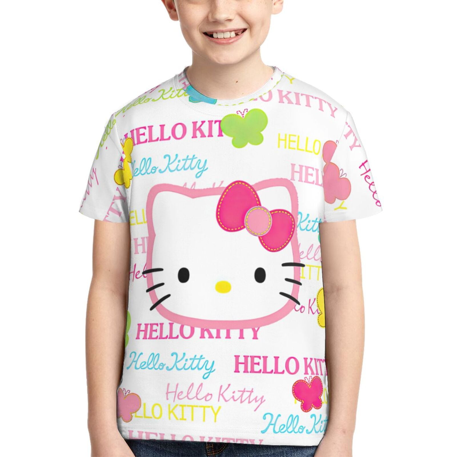 Hello Kitty T Shirts For Girls Boys, 3d Print Cartoon Graphics T Shirt ...