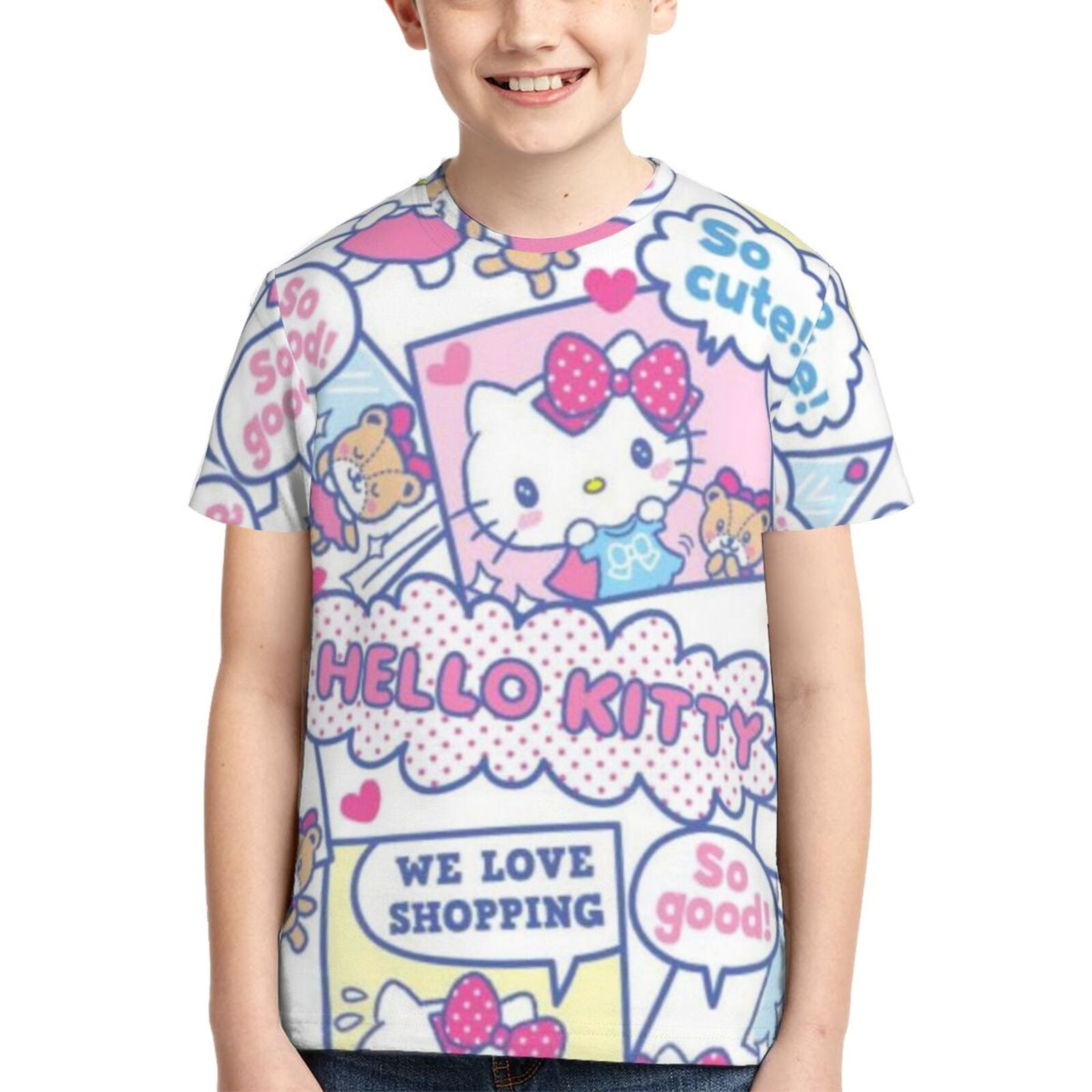 Hello Kitty T Shirts For Girls Boys, 3d Print Cartoon Graphics T Shirt ...