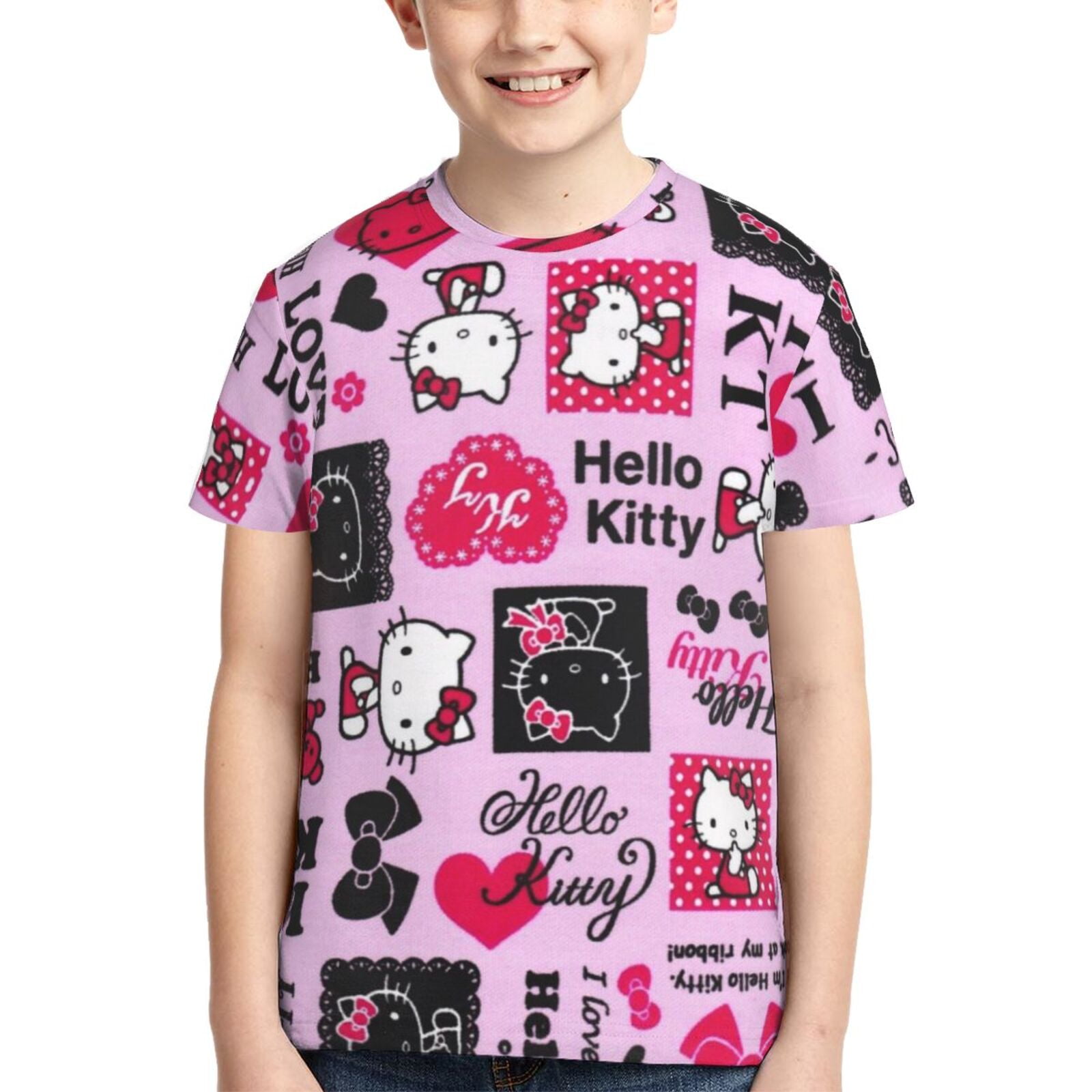 Hello Kitty T Shirts For Girls Boys, 3d Print Cartoon Graphics T Shirt ...