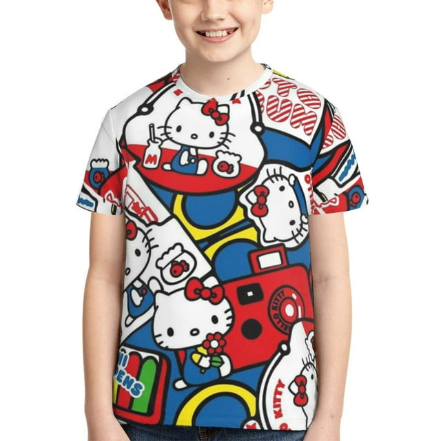 Hello Kitty T Shirts For Girls Boys, 3d Print Cartoon Graphics T Shirt ...
