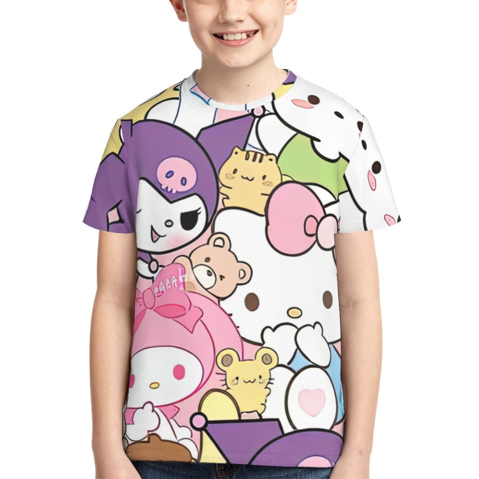 Hello Kitty T Shirts For Girls Boys, 3d Print Cartoon Graphics T Shirt ...