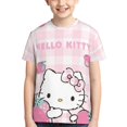 thumbnail image 1 of Hello Kitty T Shirts For Girls Boys, 3d Print Cartoon Graphics T Shirt, Youth Crewneck T-Shirt, Unisex Short Sleeve Top Tees Age 4-16 Years, 1 of 7