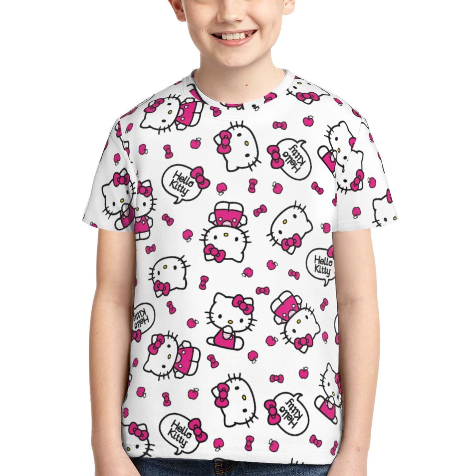 Hello Kitty T Shirts For Girls Boys, 3d Print Cartoon Graphics T Shirt ...