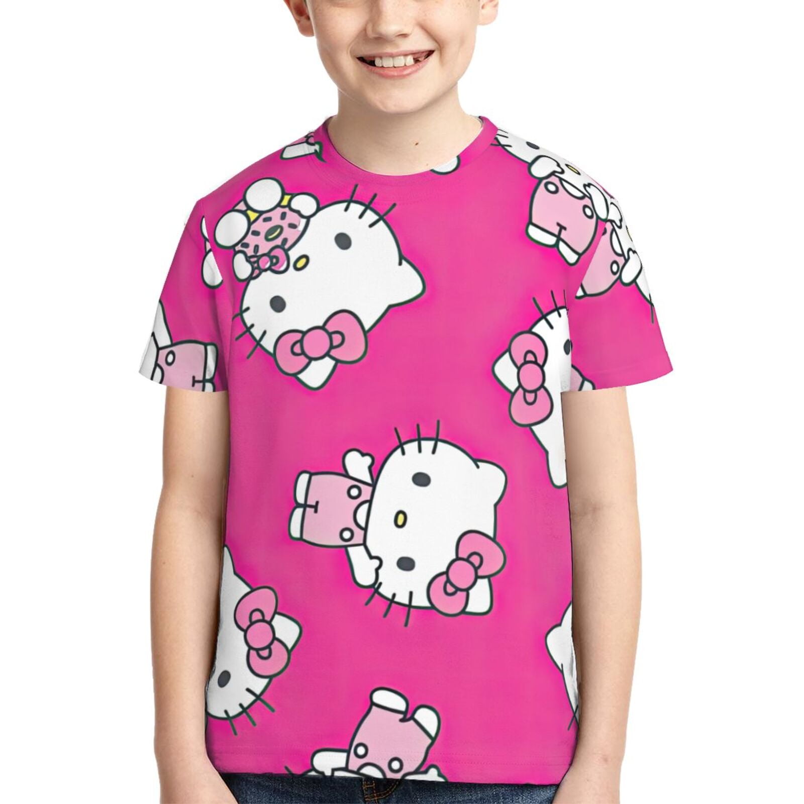 Hello Kitty T Shirts For Girls Boys, 3d Print Cartoon Graphics T Shirt ...