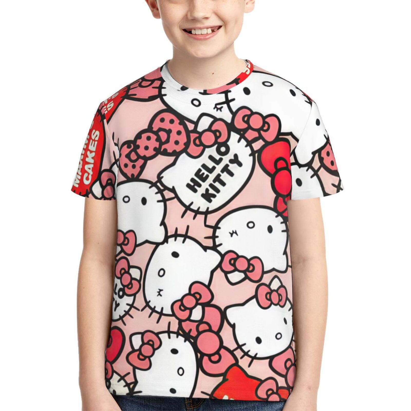 Hello Kitty T Shirts For Girls Boys, 3d Print Cartoon Graphics T Shirt ...