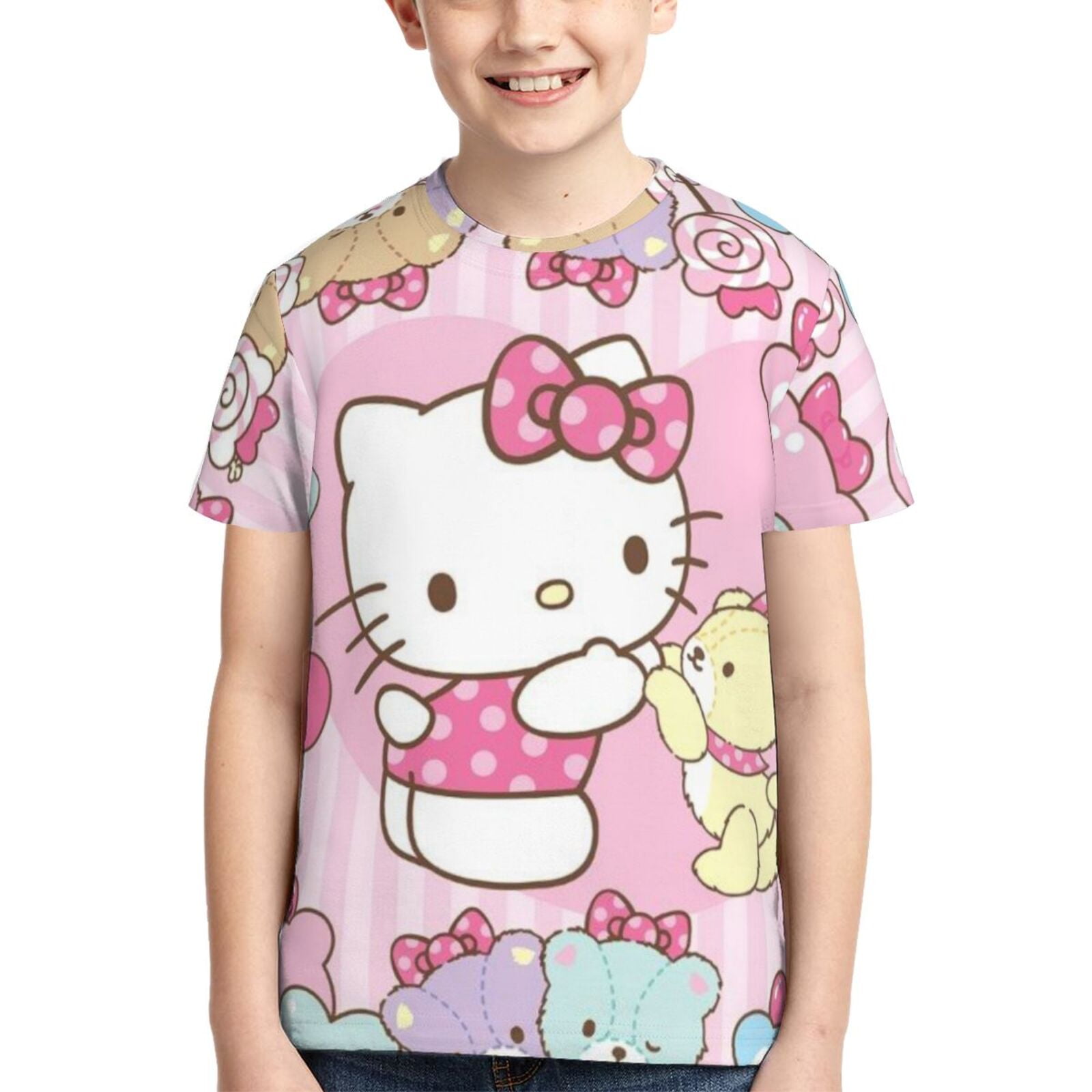 Hello Kitty T Shirts For Girls Boys, 3d Print Cartoon Graphics T Shirt ...