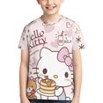 thumbnail image 1 of Hello Kitty T Shirts For Girls Boys, 3d Print Cartoon Graphics T Shirt, Youth Crewneck T-Shirt, Unisex Short Sleeve Top Tees Age 4-16 Years, 1 of 7