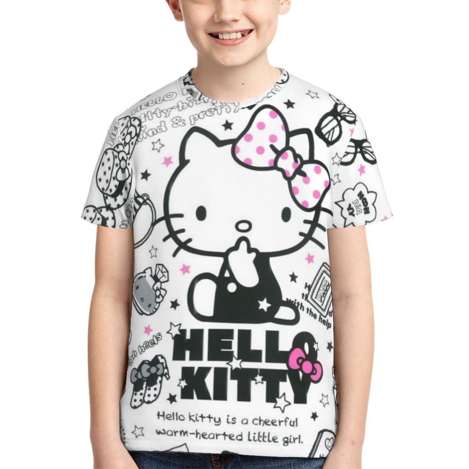 Hello Kitty T Shirts For Girls Boys, 3d Print Cartoon Graphics T Shirt ...