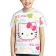 thumbnail image 1 of Hello Kitty T Shirts For Girls Boys, 3d Print Cartoon Graphics T Shirt, Youth Crewneck T-Shirt, Unisex Short Sleeve Top Tees Age 4-16 Years, 1 of 7
