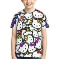 thumbnail image 1 of Hello Kitty T Shirts For Girls Boys, 3d Print Cartoon Graphics T Shirt, Youth Crewneck T-Shirt, Unisex Short Sleeve Top Tees Age 4-16 Years, 1 of 7