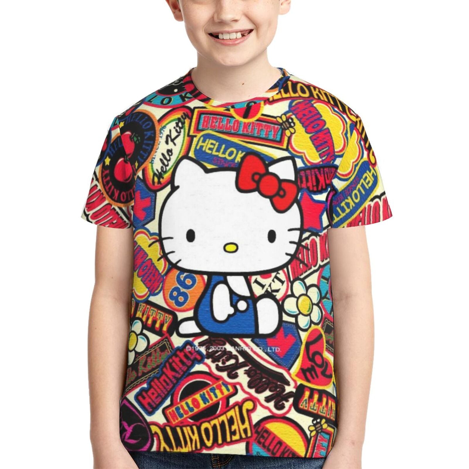 Hello Kitty T Shirts For Girls Boys, 3d Print Cartoon Graphics T Shirt ...
