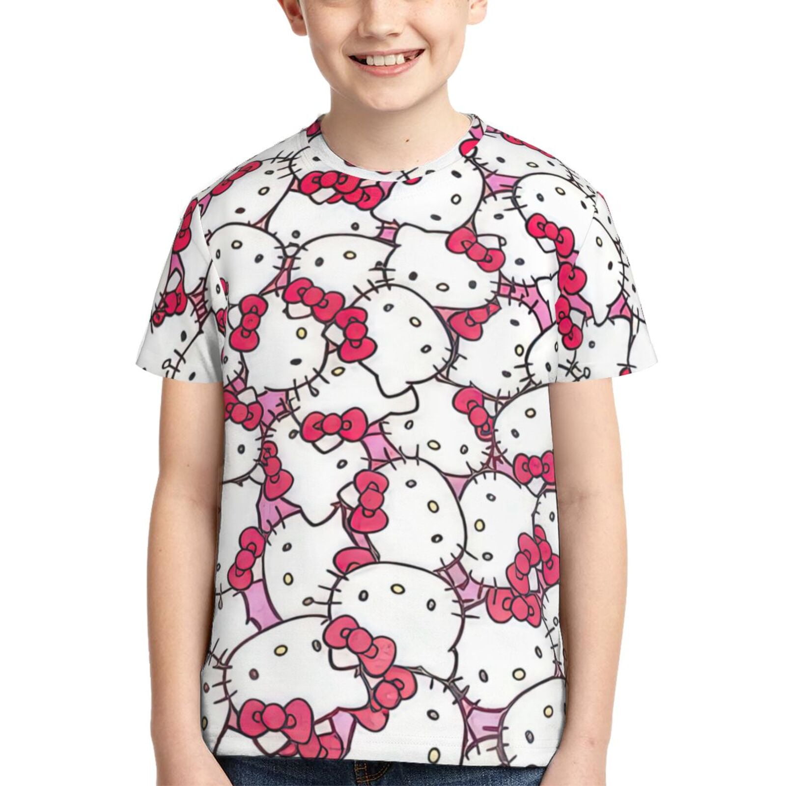 Hello Kitty T Shirts For Girls Boys, 3d Print Cartoon Graphics T Shirt ...