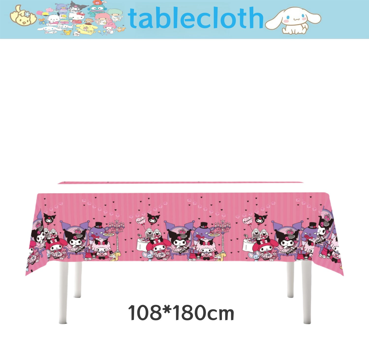 Hello Kitty Tablecloth Happy Birthday Decorations Cartoon Kawaii Cat