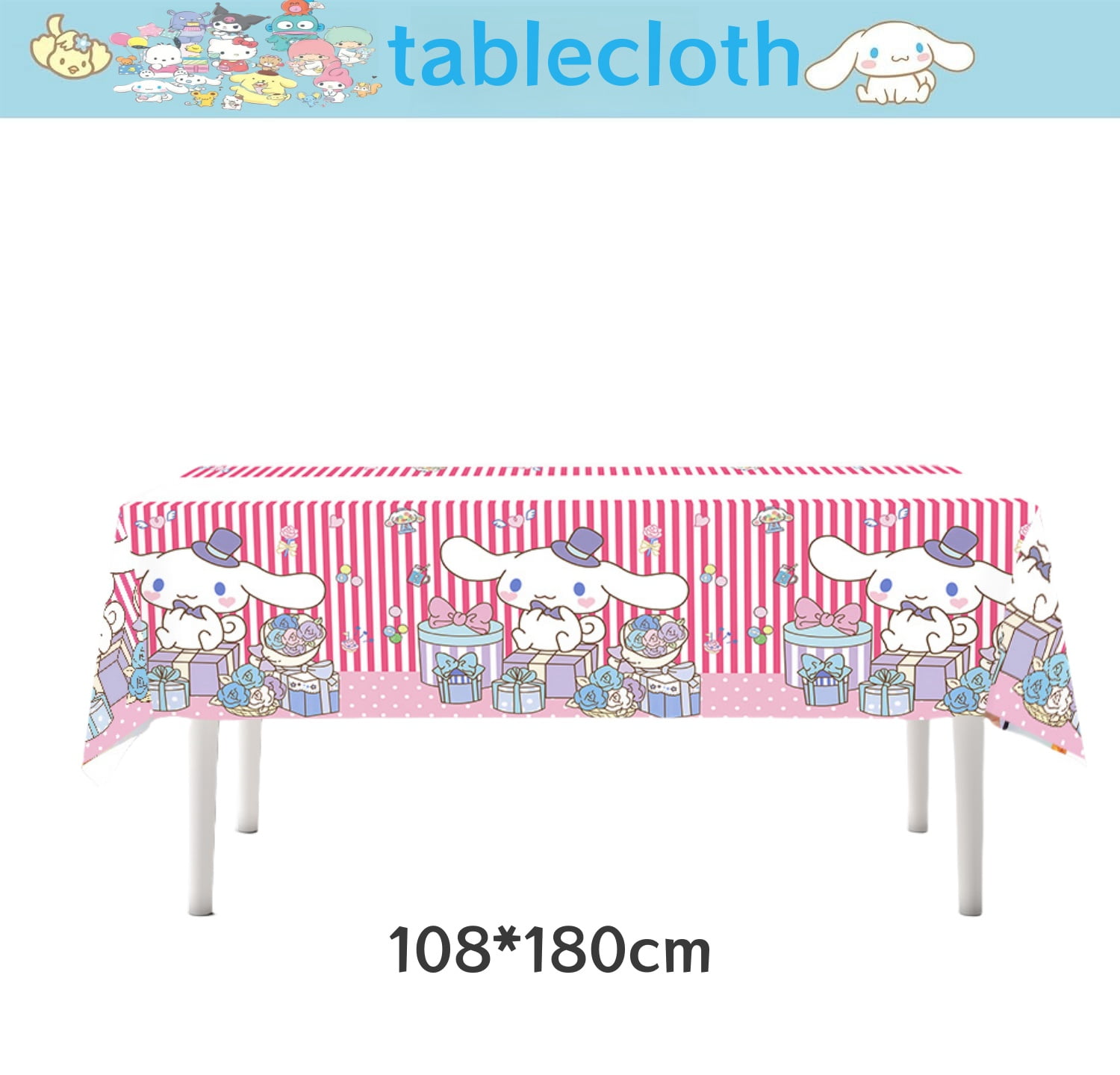 Hello Kitty Tablecloth Happy Birthday Decorations Cartoon Kawaii Cat