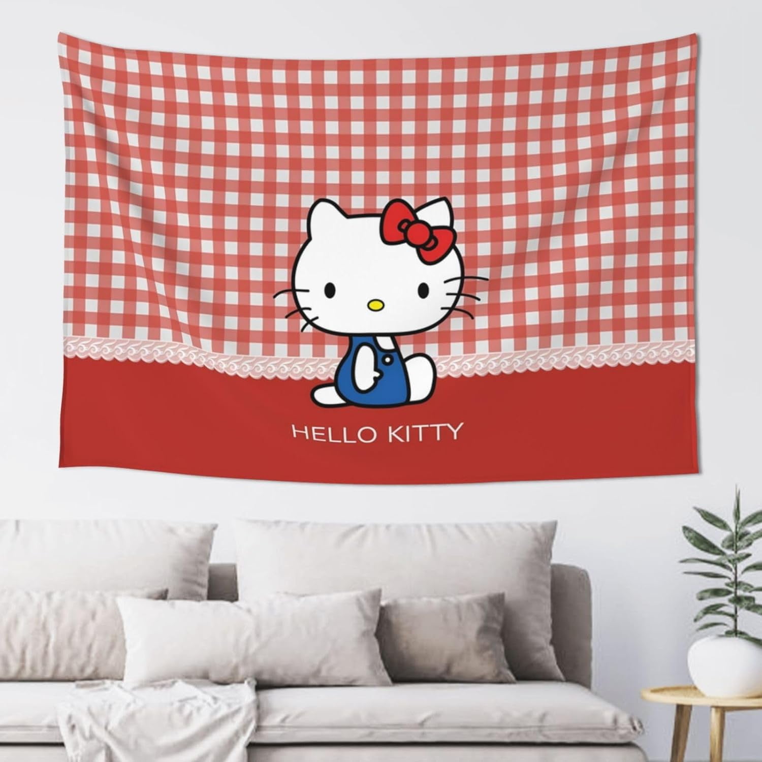 Hello Kitty Tapestry Cartoon Pink Cat Tapestry Cute Room Decor