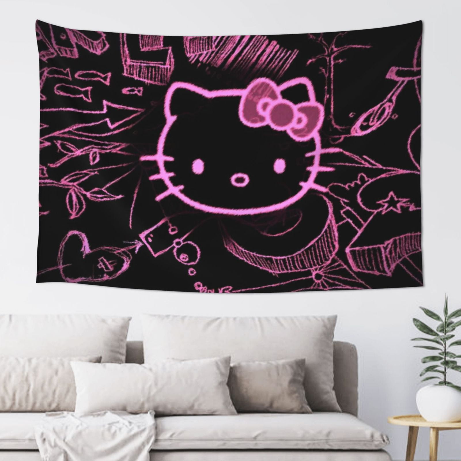 Hello Kitty Tapestry Wall Hanging Tapestry Wall Art Tapestries Poster Home Decor For Bedroom Living Room Dorm 60 X40 Walmart