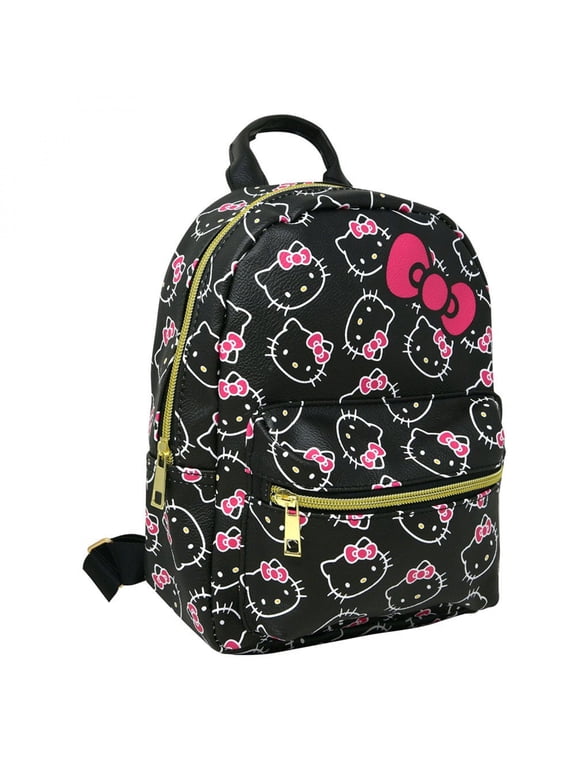 Teen Bows All Over Print Polyester Mini Backpack, Black