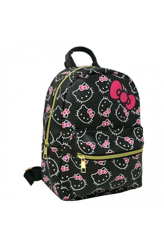 Teen Bows All Over Print Polyester Mini Backpack, Black