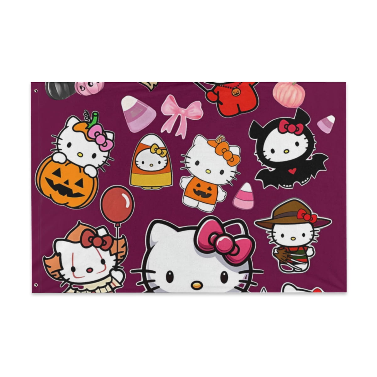 Hello Kitty Poly Flags Hello Kitty Thanksgiving halloween Double-sided Flag Multiple Sizes ...