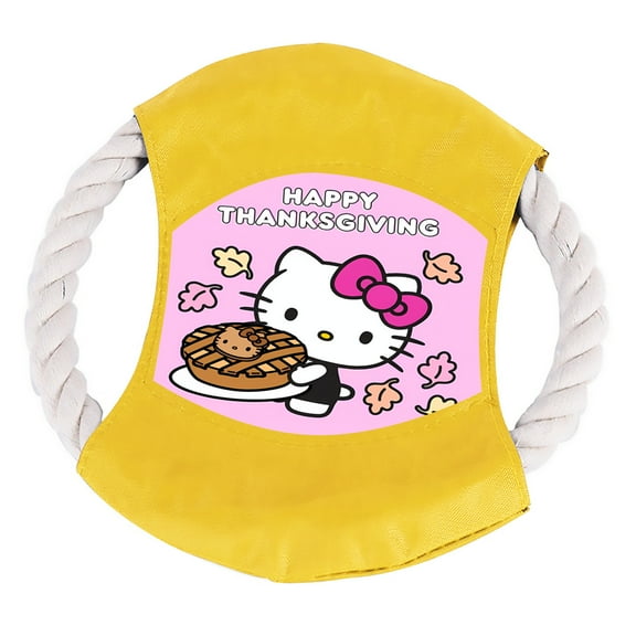Hello Kitty Thanksgiving halloween Pet Flying Disc, Durable Outdoor Dog Toy, Soft Frisbee Dog Toy for Throwing & Fetching, Gift for Dog Dads Yellow